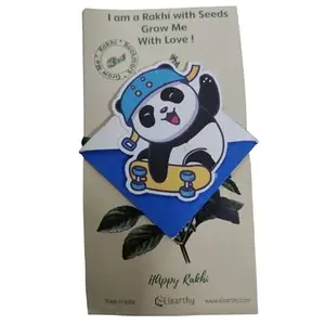 Elearthy Eco Recycle Paper Seed (Basil/Tulsi) Rakhi - Set of 2 (Panda, Car)