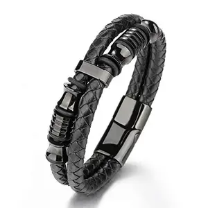 Jewelgenics Men's Black Beaded Wrap Band Bracelet