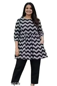 Women's Rayon Printed A-Line Kurti with 3/4 Sleeves, Floral and Geometric Patterns