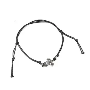 OOMPH Jewellery Anklet for Women (Black, Turquoise, Silver) (ASN15R1)(Single Piece)