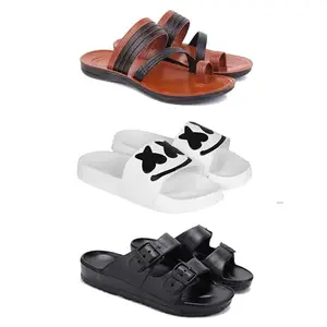 DRACKFOOT Men's Sandals | Lightweight Wear| Stylish & Easy to Wear For Men's GR-SAN-(3-COMBO)-3151-3030-3115-9