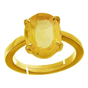 JAGDAMBA GEMS 11.25 Ratti A+ Quality Natural Yellow Sapphire Pukhraj Gemstone Ring for Women's and Men's