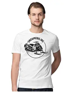ALLEN BLACK Men's Regular Fit T-Shirt Snowmobiling - Snowmobile Snow Sports 100% Cotton T-Shirt White_SNWMOBILE-White 3XL Men Round_