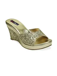 Get Glamr Women Emblished Ethnic Gold Sandals
