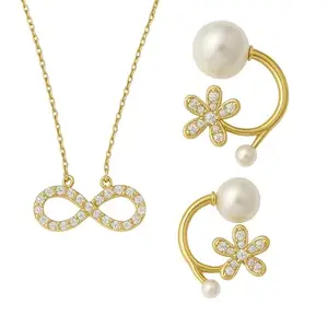 SALTY Anti Tarnish Petal And Infinity Jewellery Set for Women | Necklace & Earrings Gift Box | Latest Stylish Minimal Jewelry Sets | Modern Design Aesthetic Accessories | Ideal for Gifting