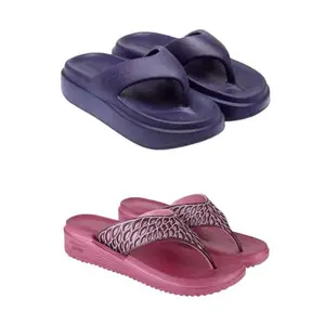 ZENWEAR Extra Soft Classic Casual wear with Flexibility Technology Flip Flop Combo for Women's/Girl's(6112+1868)(5) Multicolor