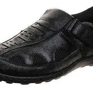 Burwood Men BWD 66 Black Leather Sandals-6 UK/India (40EU) (BW