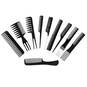 Arooman Salon Hair Cut Styling Hairdressing Professional Multipurpose 10 Pcs Hair Comb Set For Hair Cutting and Styling (BLACK)