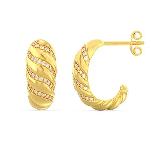 Amazon Brand - Nora Nico Gold Plated Multi CZ Small C Hoop Earrings for Women and Girls