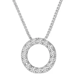 Peora Silver Plated Cubic Zirconia Studded Round Pendant Chain Necklace Stylish Jewellery Gift for Women & Girls