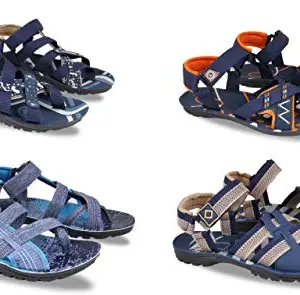 Fabbmate Men's Combo Pack Of 4 Sandals (220-BGBLU-218-NAVOR-219-BLU-221-BGNAV)
