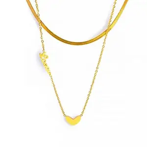 MYKI Ravishing & Elegant Gold Double Layer Heart and Love Necklace For women & girls