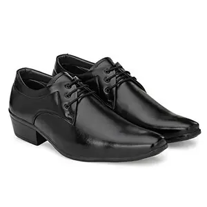 SHOE DAY Black Faux Leather Height Increasing Shoes for Men SJ55556