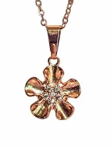Rose gold floral pendant stainless steel for women & girls