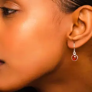 METALM Tiny Orange Gemstone Studs Earrings - Delicate 925 Sterling Silver Jewelry for women. (TCOE15)