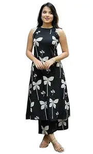 Women Pure Rayon Kurta Palazzo Set | Sleeveless Printed Kurta with Palazzo Pants | Summer Friendly, Office Wear Co-Ord Set