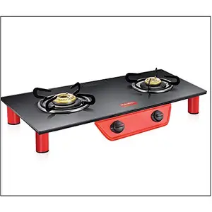 Prestige Breeze Gas Tables - 2 Burners (Black, Glass, Manual Ignition) price in India.