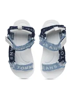Tommy Hilfiger Blue Cotton Blend Printed Women Sandal (F23HWFW106) Size-36