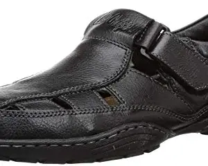 Lee Cooper Men Black Leather Fisherman Sandals-7 UK (41 EU) (LC2152BBLACK)