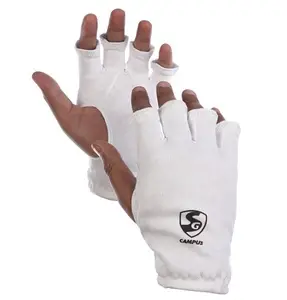 SG Campus Inner Gloves for Batting | White | One Size | Cotton | Men | Highly Absorbent Fabric | Cut Fingers for Better Grip | Comfortable Fit | Ideal for Cricket | Breathable Design