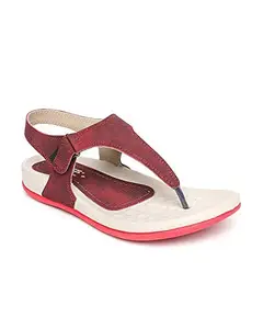WELCOME Women Red Leather Flip-Flops-7 UK/India (40 EU) (RedPF01_7)
