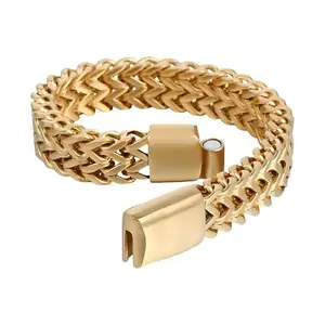 Men's Gold Charms Bracelet Magnetic Clasp Stainless-Steel Hip Hop Style Bracelet kada Double-Layer Cuban Chain For Mens,Boys,Women,Unisex pack of 1.