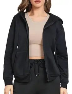 KGFASHION Women’s Zipper Hoodie for Winter Wear Full Sleeve Kangaroo Pockets Hooded Jacket Sweatshirt for Winter Wear Black L