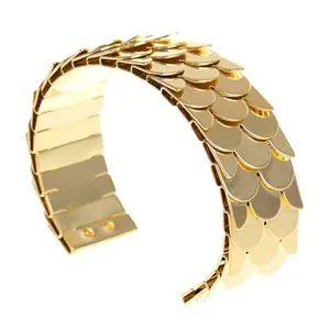 Relishine Golden Broad Designer Bracelet for Women & Girls | Stylish Fashion Jewellery Bangle (Gold)