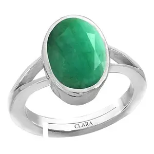Clara Emerald Panna 4.8cts or 5.25ratti stone 92.5 Sterling Silver Adjustable Ring For WOMEN