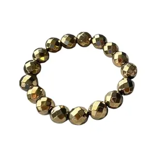 MAGIC GEMS pyrite bracelet original metallic golden color bracelet AAA+ grade handmade starechable piriet bracelet with igl lab certified पाइराइट राउंड मनका