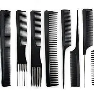 LEYSIN Professional Barbers 9 Pcs Hair Cutting Combs Set with Scissor Use for Salon Men & Women Pack of 1