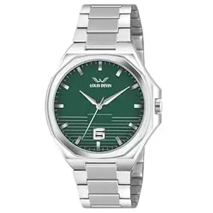 LOUIS DEVIN Stainless Steel Chain Analog Wrist Watch for Men (Black/Blue/Green/White Dial) | LD-G076-CH