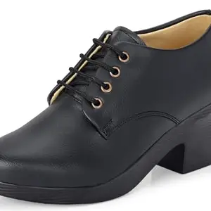 Karaddi Women's Formal Shoes | Lace up for Women Black | Block Heel Derby Shoes Color Black Size 4 UK/ind