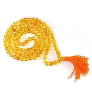 Reiki Crystal Products Natural Citrine Mala Crystal Stone Faceted/Diamond Cut 108 Beads 8 mm Jap Mala for Reiki Healing & Crystal Healing Stone (Color : Yellow)