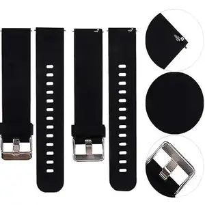Silicone Watch Band Strap, 20mm, Black, Universal Fit with Metal Buckle (Black)