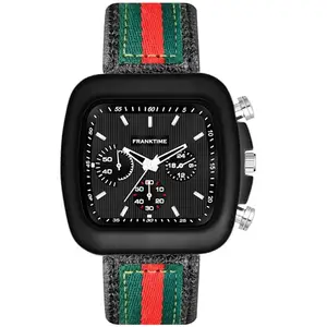Franktime Enlighter Square Series Analog Watch for Men with Premium Leather Strap Wrist Watch for Men Watch Gift