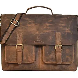 LEADERACHI Genuine Vintage Leather Laptop Briefcase Bag For Mens.