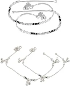 Lila Jewellery Traditional Jewellery For All Occassions Anklets Payal Pair for Women/Girls Alloy Anklet - Bzr_Combo Payal-107 & 110-(1-Pair Each)