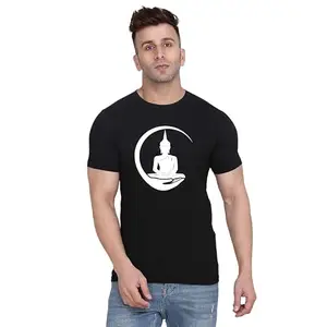 ALLEN BLACK Men's Round Neck T-Shirt Comfortable & Stylish Men's T-Shirt Idea for Gym, Sports, Casual Outings, or Lounge Wear - Small$4380 Black