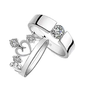 Jewels Galaxy Marvelous AD Crown Silver Plated Mesmerizing Ring for Women/Girls (JG-RNBX-9930)