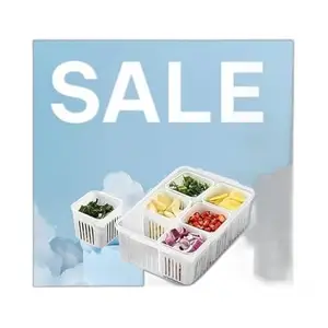 Multi-Purpose 6-in-1 Fridge Container: Store Fruits, Vegetables, Spices, and More with Ease! | Strong, Airtight lock mechani|design - 486 Refrigerator Organizers