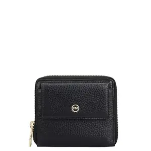 Da Milano Leather Small Zip Women Wallet - Black (1183B)