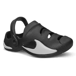 FEEL TIME Slip-On Clogs for Men | Adult | Classic Casual Clogs for Boys | Cushion & Bounce Sandles | Comfortable & Lightweight | Stylish, Anti-Skid Home Footwear | for Everyday Use (Black & Grey, UK Footwear Size System, Adult, Men, Numeric, Medium, 10)