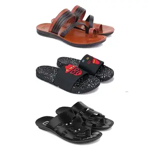 DRACKFOOT Men's Sandals | Lightweight Wear| Stylish & Easy to Wear For Men's GR-SAN-(3-COMBO)-3151-3034-3126-9