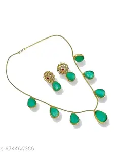 Latest Stylish Stone Studded Jewellery Set for Women |Festive Wedding Party Necklace Earrings|JS_235|