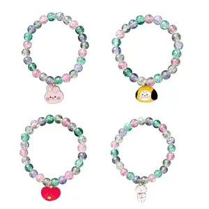 Jewelsbysirani Pack Of 4 (Cooky,Tata,Chimmy,RJ) Cute Korean BTS Character Charms Beads Bracelet Combo For Women And Girls|Accessories Gift For BTS Army