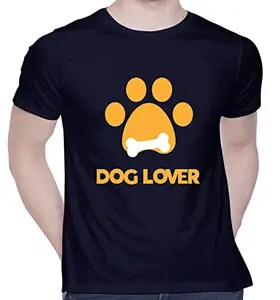 CreativiT Graphic Printed T-Shirt for Unisex Dog Lover Tshirt | Casual Half Sleeve Round Neck T-Shirt | 100% Cotton | D00844-2_Navy Blue_XXX-Large