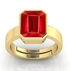 PARI SALES 7.25 Ratti Natural Ruby Manik Loose Gemstone Gold Plated Birthstone Astrology Rashi Ratan Adjustable Ring for Men & Women