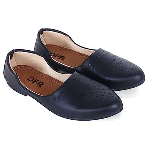 DFR Men's Ethnic Juttis Mojaris & Casual Shoes Juti Loafer's Shoe, Black, UK Size 8