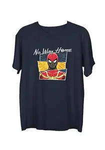 Wear Your Opinion Official Marvel Merchandise: Spiderman Printed Men's Half Sleeve Cotton Tshirt (Design: No Way Home Spidey,Navy,Medium)